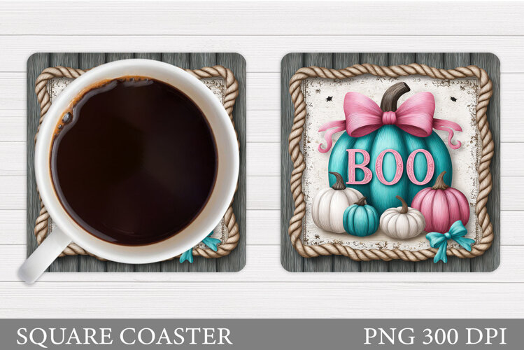 Boo Coaster Design. Halloween Sublimation example image 1