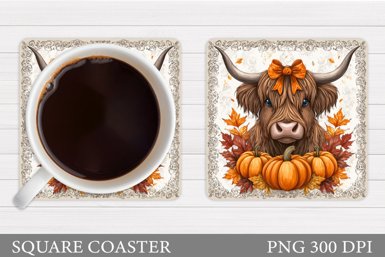 Fall Cow Coaster Design. Fall Coaster Sublimation