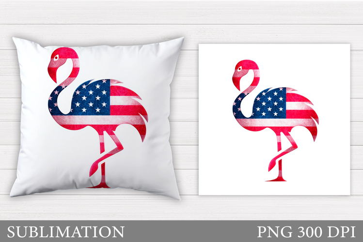 Patriotic Flamingo Pillow. Patriotic Pillow Sublimation
