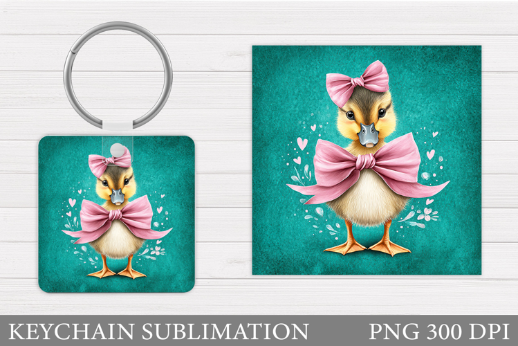 Cute Duck Keychain Design. Cute Duck Keychain Sublimation