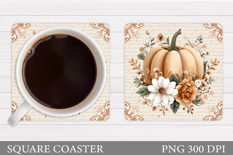 Pumpkin Coaster Design. Floral Pumpkin Sublimation