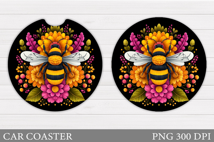 Bee Car Coaster Design. Bee Coaster Sublimation