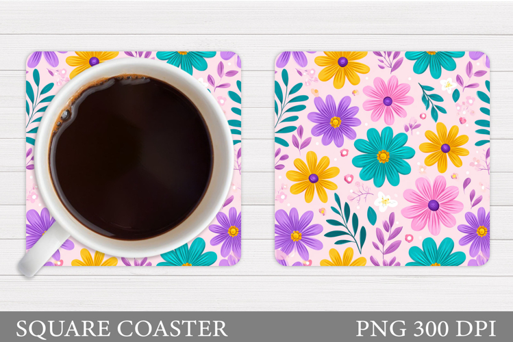 Floral Coaster Sublimation. Flowers Coaster Design
