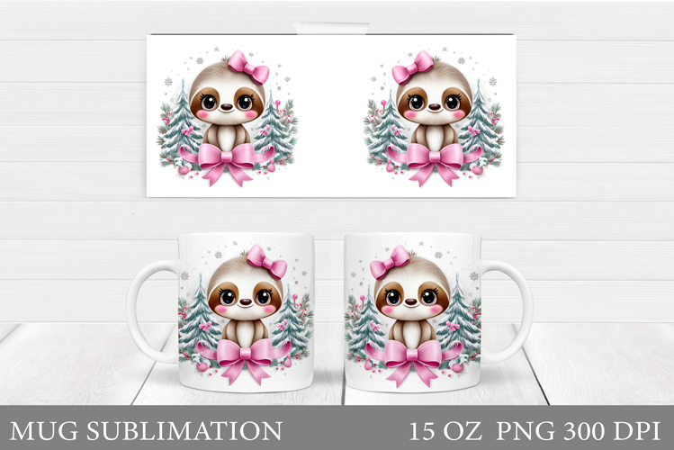 Christmas Sloth Mug Design. Christmas Mug Sublimation