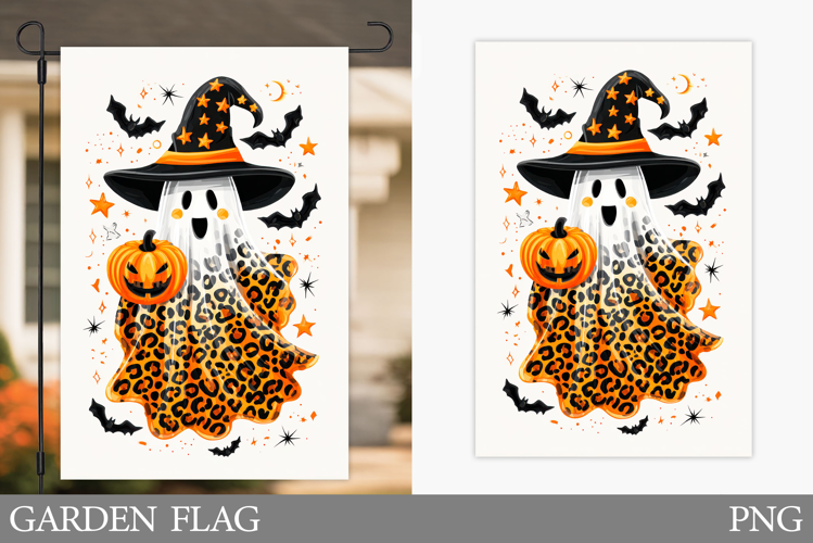 Ghost Garden Flag Sublimation. Halloween Garden Flag Design