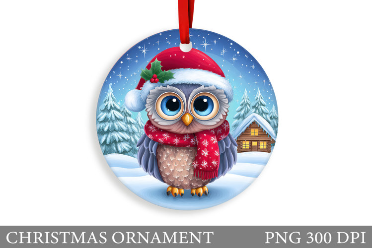 Christmas Owl Christmas Ornament. Christmas Owl Sublimation