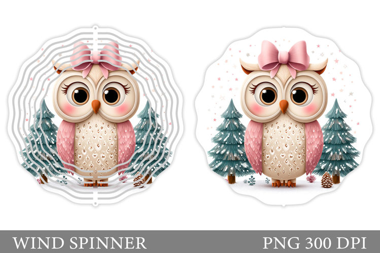 Cute Owl Wind Spinner. Christmas Wind Spinner Sublimation