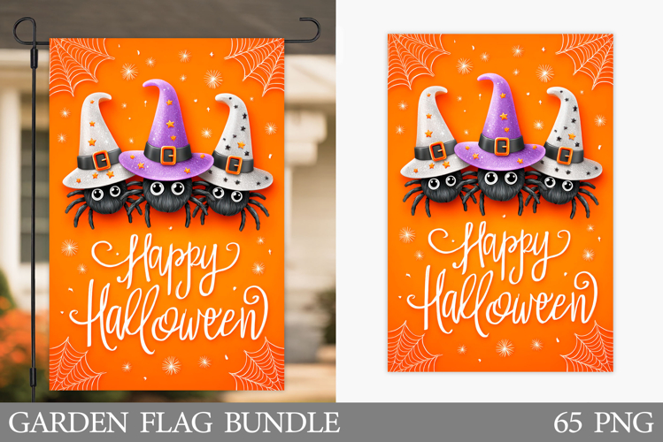 Cute Spider Garden Flag Sublimation. Halloween Garden Flag