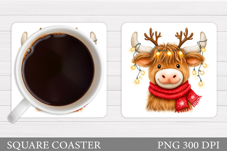 Christmas Cow Coaster. Christmas Cow Coaster Sublimation