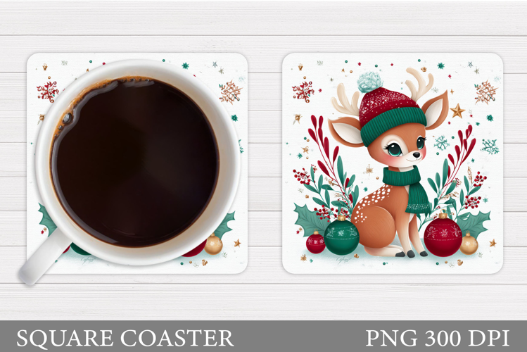 Christmas Deer Coaster Design. Christmas Coaster Sublimation
