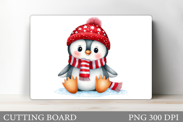 Cute Penguin Cutting Board. Christmas Cutting Board Design