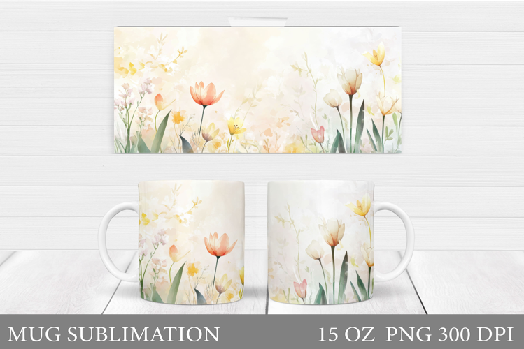 Flowers Mug Sublimation. Wildflowers Mug Design