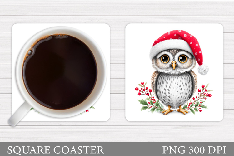 Christmas Owl Coaster Design. Christmas Coaster Sublimation
