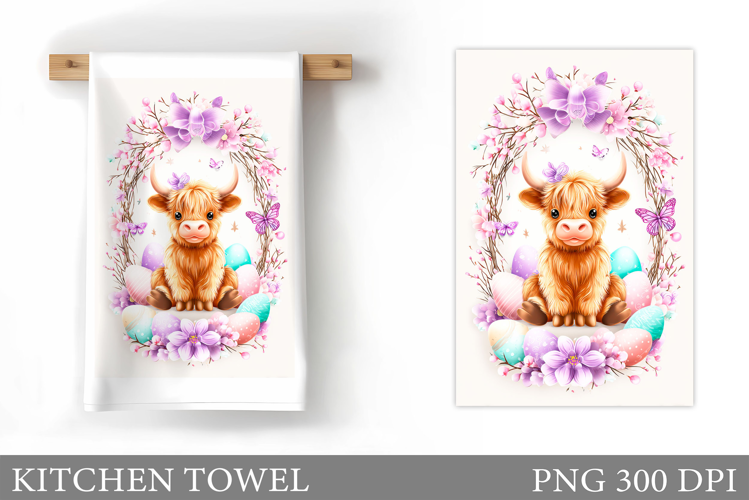 Easter Cow Kitchen Towel. Easter Kitchen Towel Design
