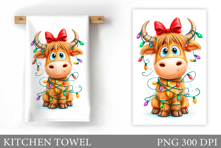 Christmas Cow Kitchen Towel Design. Christmas Kitchen Towel