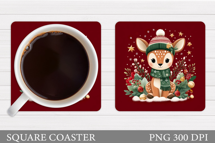 Christmas Deer Coaster Design. Christmas Coaster Sublimation