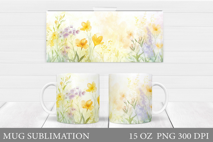 Flowers Mug Sublimation. Wildflowers Mug Design