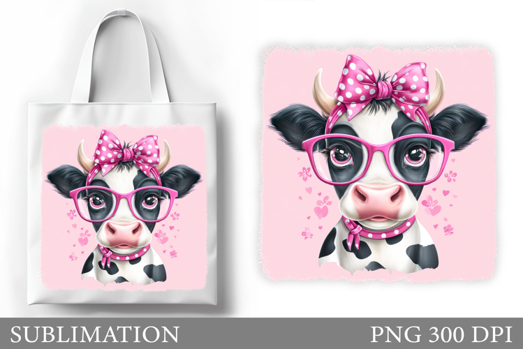 Cute Cow Tote Bag Design. Cute Cow Sublimation
