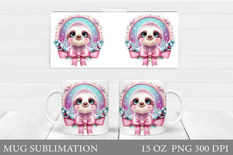 Christmas Sloth Mug Design. Christmas Mug Sublimation example image 1