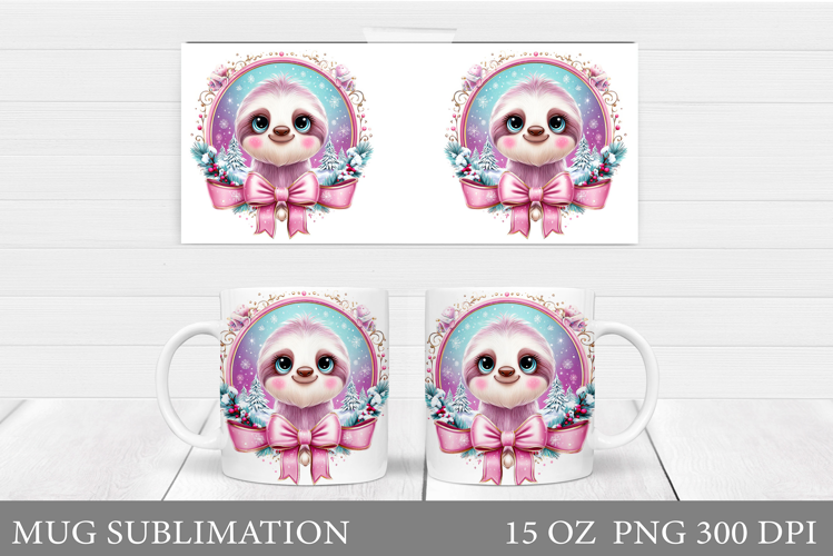 Christmas Sloth Mug Design. Christmas Mug Sublimation