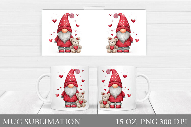 Valentines Gnome Mug. Valentines Mug Sublimation example image 1