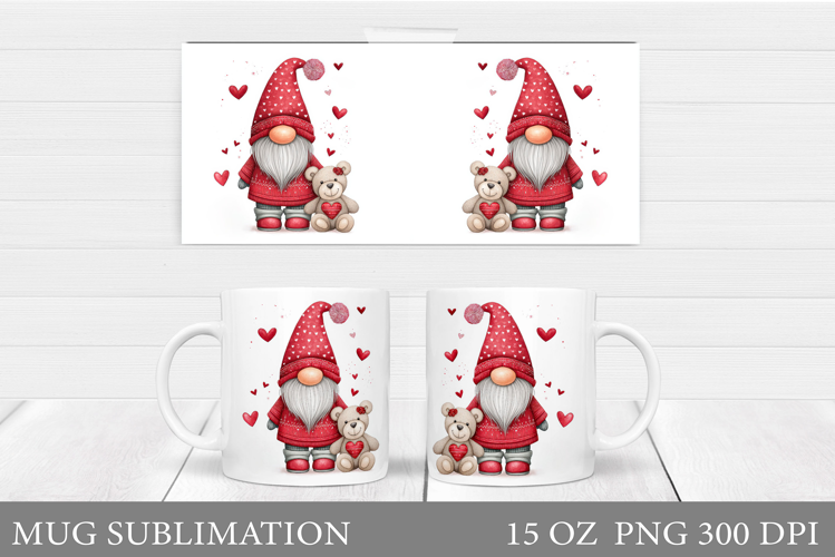 Valentines Gnome Mug. Valentines Mug Sublimation