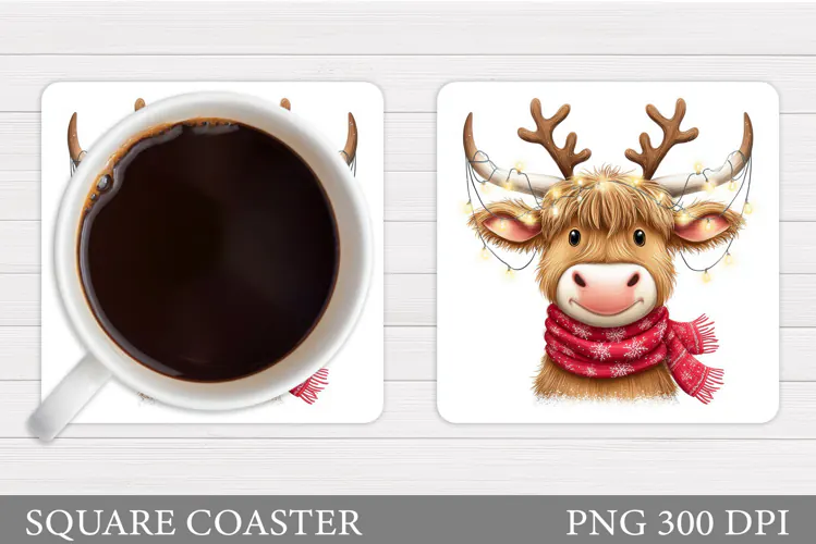 Christmas Cow Coaster. Christmas Cow Coaster Sublimation