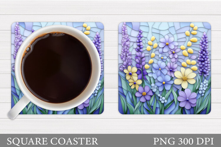Wildflowers Coaster Design. Floral Coaster Sublimation example image 1