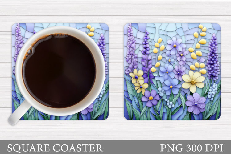 Wildflowers Coaster Design. Floral Coaster Sublimation