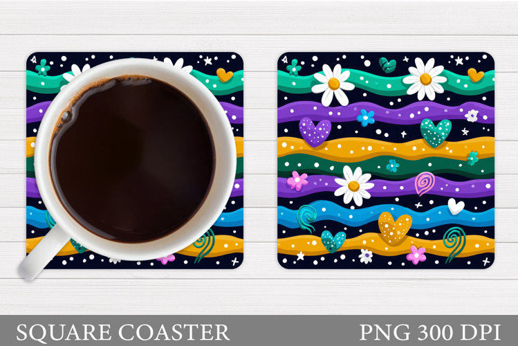 Floral Coaster Design. Flowers Coaster Sublimation