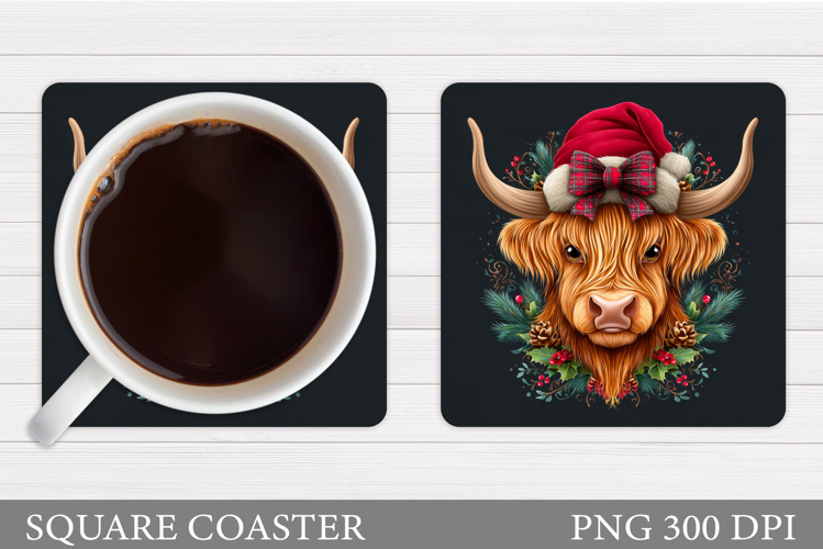 Christmas Cow Coaster. Christmas Cow Coaster Sublimation