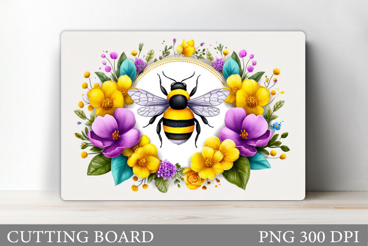 Bee Cutting Board Design. Flowers Kitchen Cutting Board example image 1