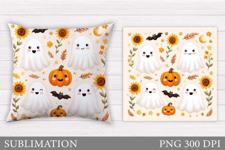 Cute Ghost Pillow Design. Halloween Pillow Sublimation