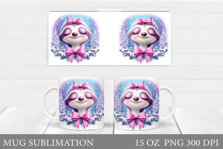 Christmas Sloth Mug Design. Christmas Mug Sublimation example image 1