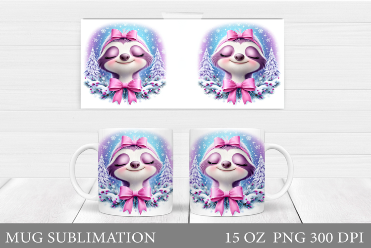Christmas Sloth Mug Design. Christmas Mug Sublimation