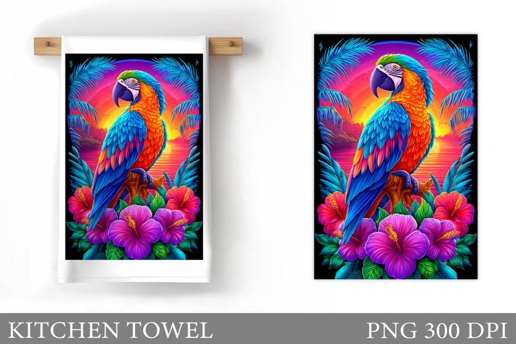 Parrot Kitchen Towel. Tropical Kitchen Towel Sublimation