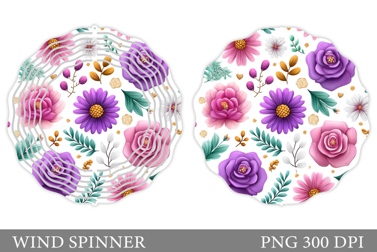 Floral Wind Spinner Sublimation. Flowers Wind Spinner Design