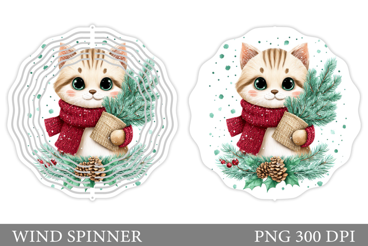 Christmas Cat Wind Spinner. Christmas Wind Spinner Design