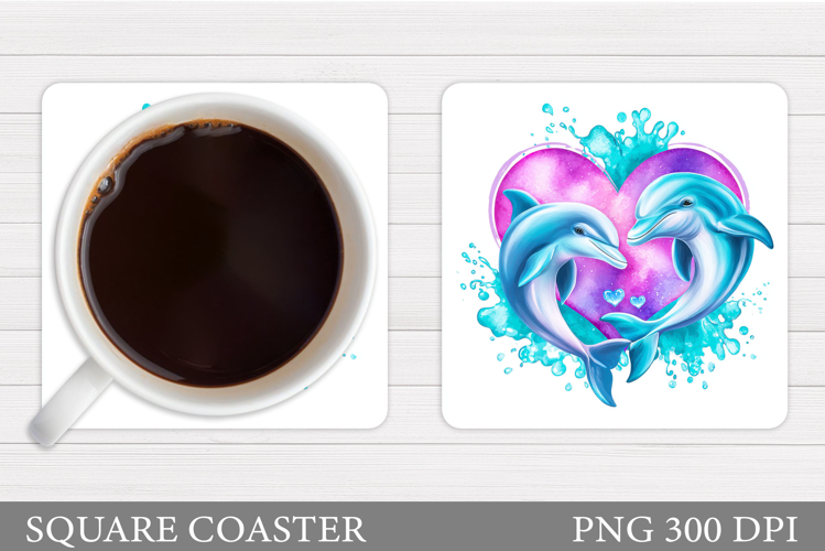 Valentines Dolphins Coaster. Valentines Coaster Sublimation