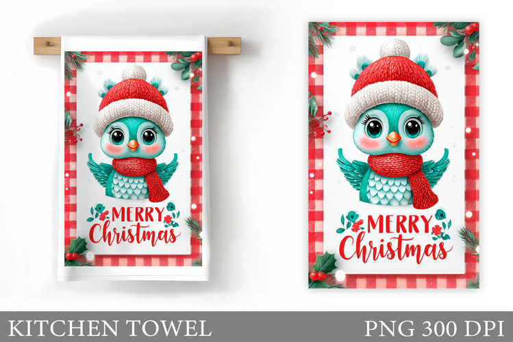 Christmas Peacock Kitchen Towel. Christmas Kitchen Towel