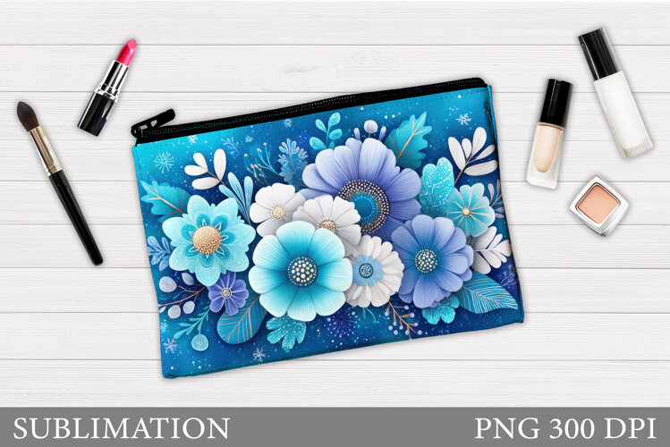Flowers Makeup Bag Design. Flowers Cosmetics Bag Sublimation example image 1