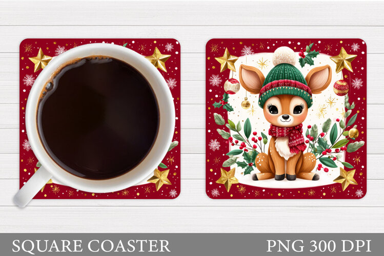 Christmas Deer Coaster Design. Christmas Coaster Sublimation example image 1