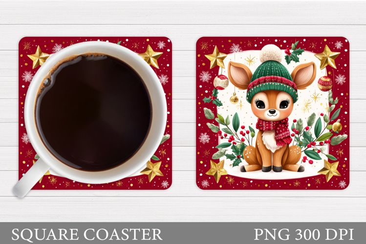 Christmas Deer Coaster Design. Christmas Coaster Sublimation