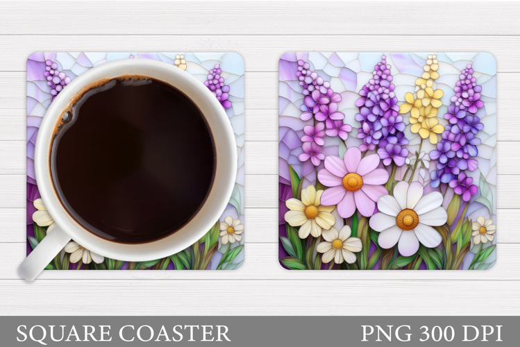 Wildflowers Coaster Design. Floral Coaster Sublimation