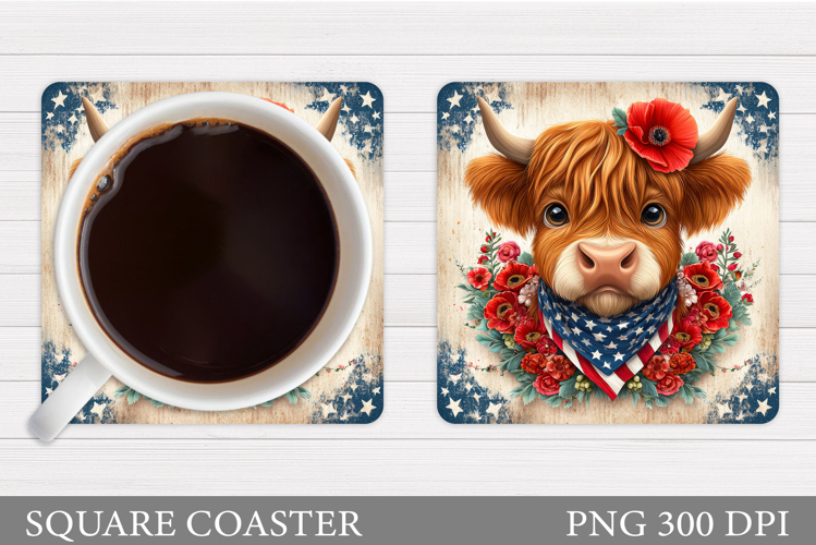 Patriotic Cow Coaster Design. Patriotic Cow Sublimation