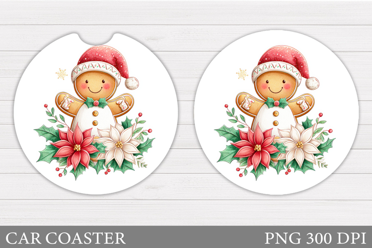 Gingerbread Car Coaster. Christmas Car Coaster Sublimation