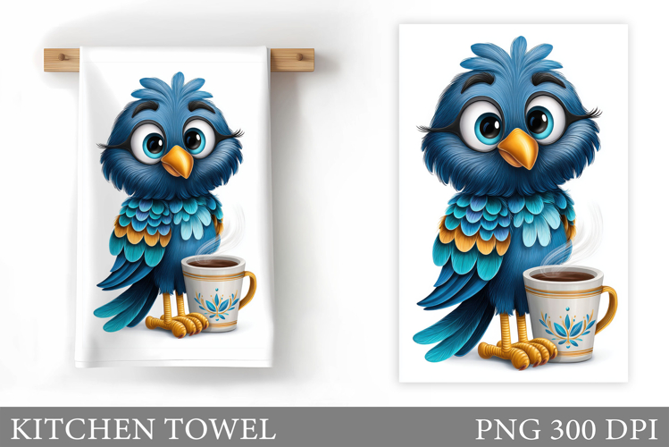 Cute Bird Kitchen Towel Design. Cute Bird Sublimation