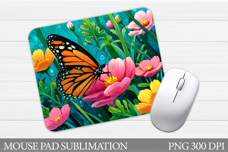 Butterfly Mouse Pad Design. Flowers Mouse Pad Sublimation