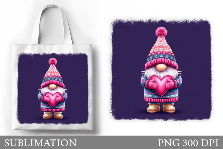 Valentines Gnome Tote Bag. Valentines Gnome Sublimation