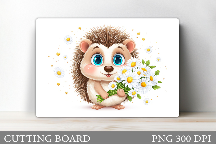 Hedgehog Cutting Board Design. Cute Hedgehog Sublimation